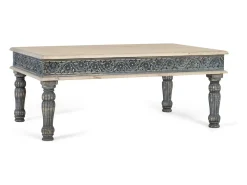 Base de mesa em madeira manguier com base em fer fabriquée à la main