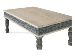 Base de mesa em madeira manguier com base em fer fabriquée à la main