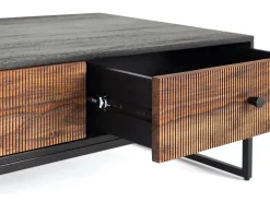 Base de mesa madeira palissandre e manguier com metal