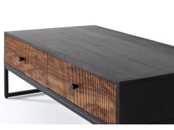 Base de mesa madeira palissandre e manguier com metal