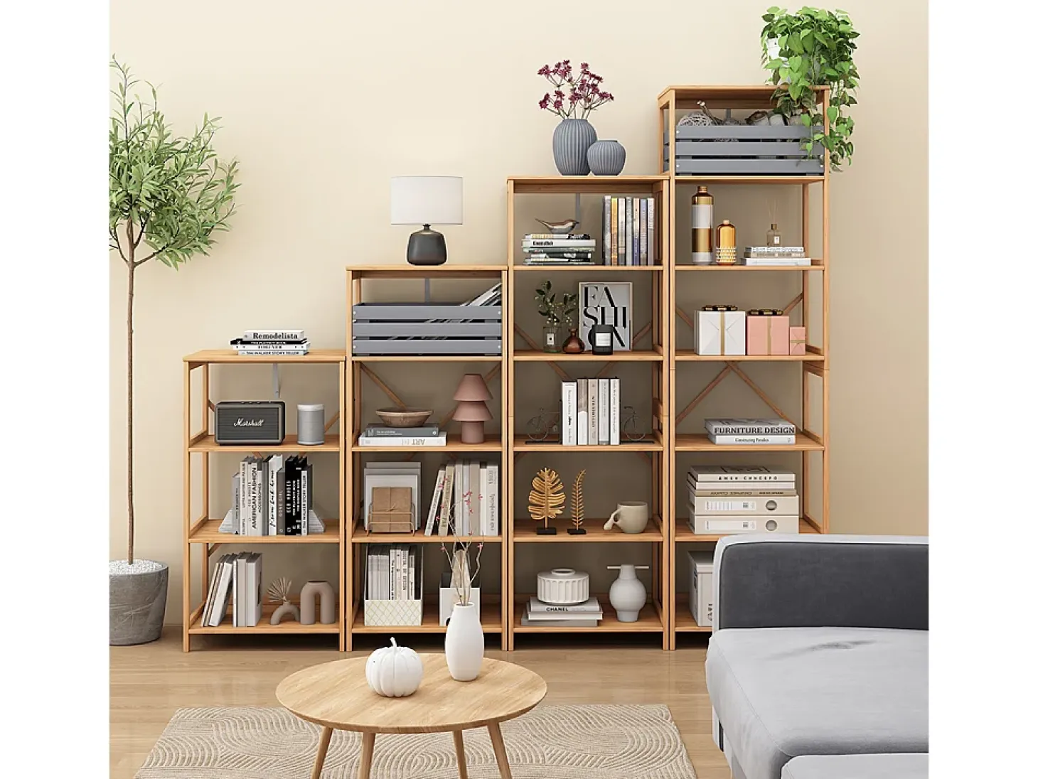 Bücherregal bambu 48.3x35.5x140.3 novaro