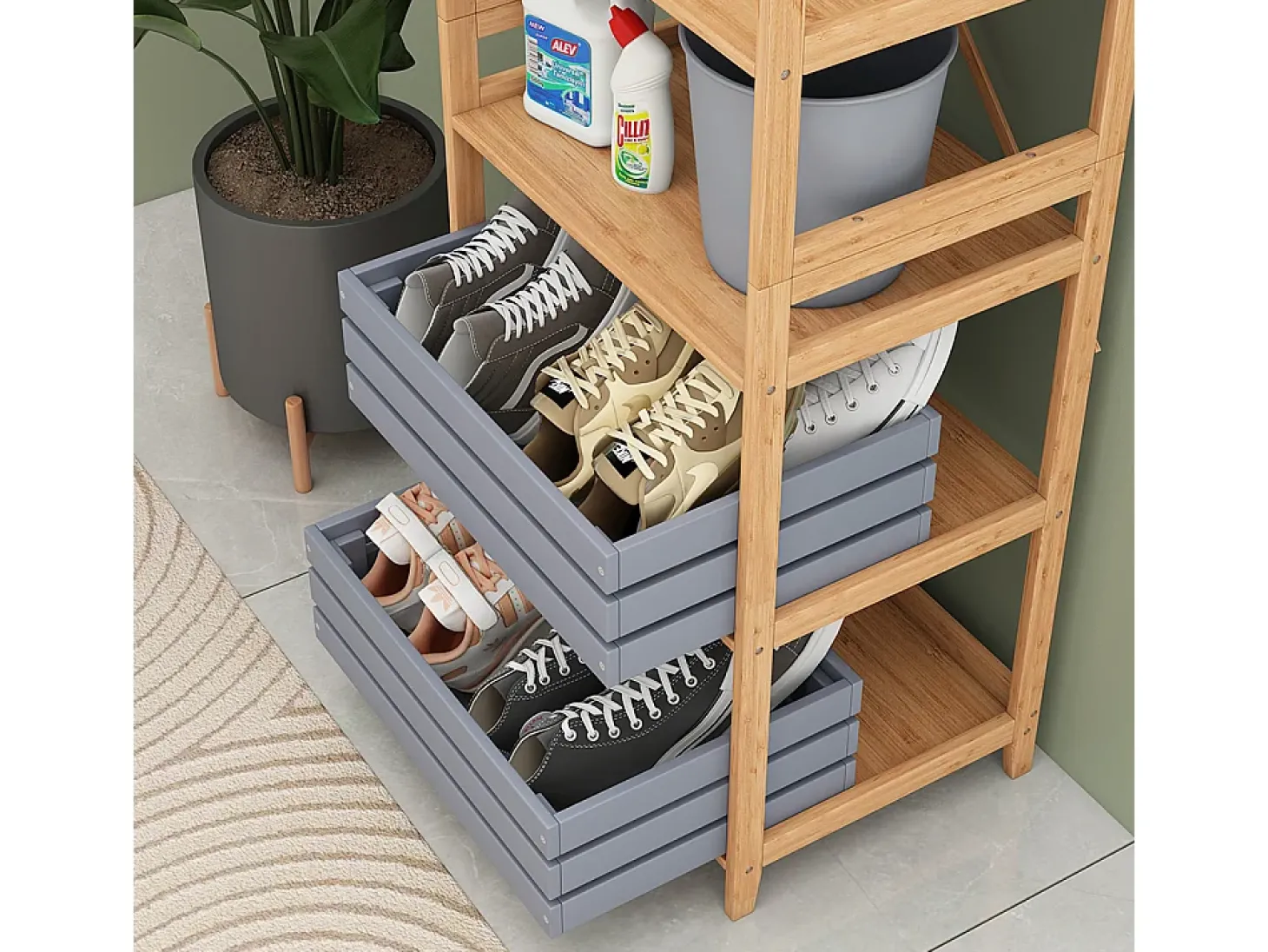 Bücherregal bambu 48.3x35.5x140.3 novaro