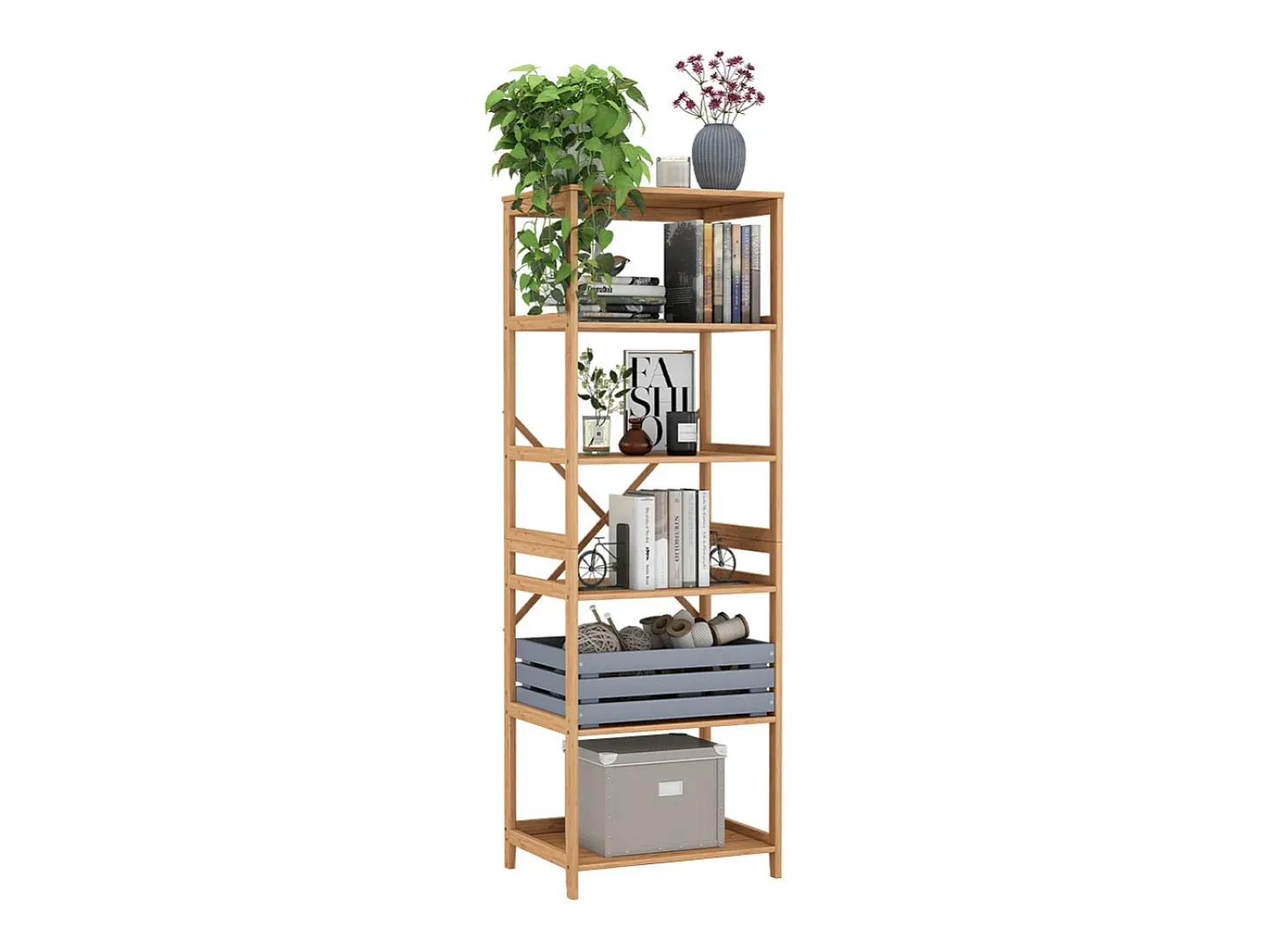 Bücherregal bambu 48.3x35.5x140.3 novaro