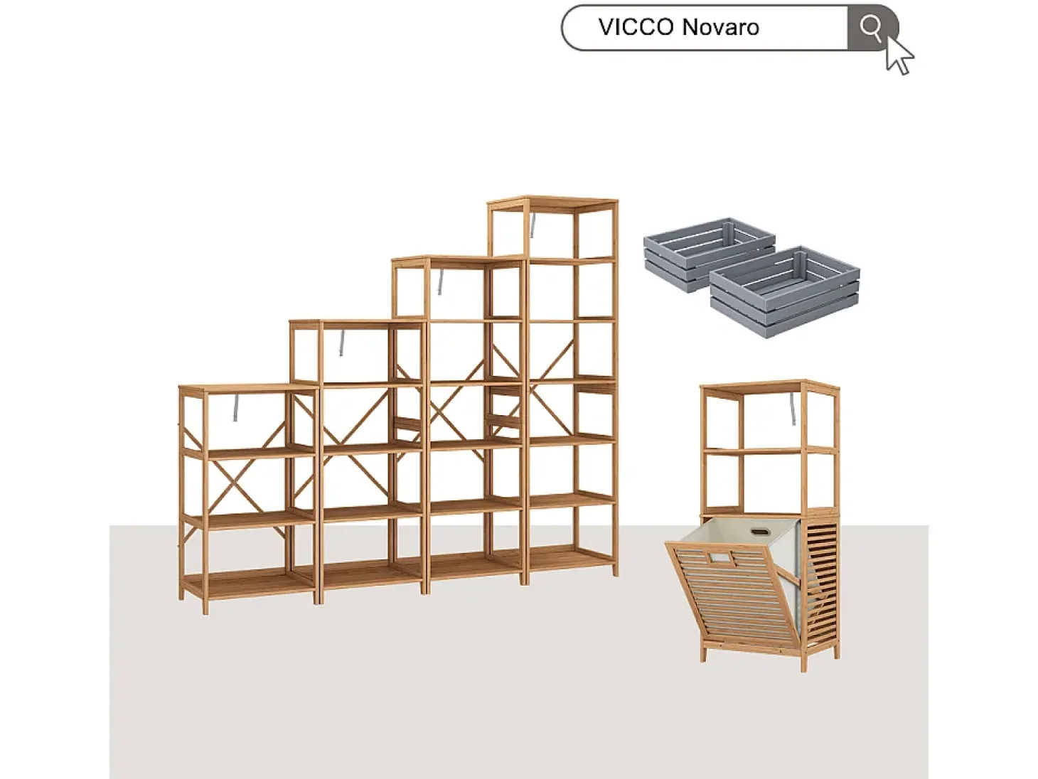 Bücherregal bambu 48.3x35.5x140.3 novaro