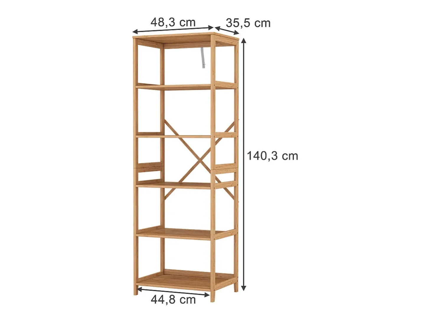 Bücherregal bambu 48.3x35.5x140.3 novaro