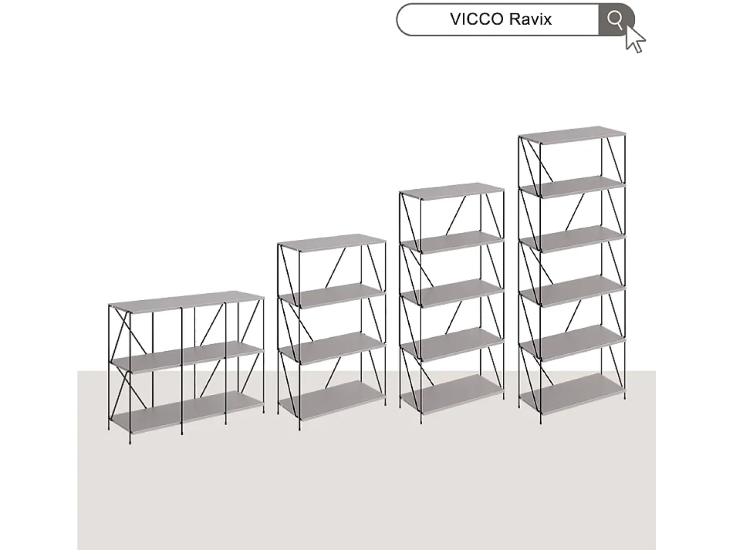 Bücherregal cinza-bege/preto 60x30x102.5 ravix