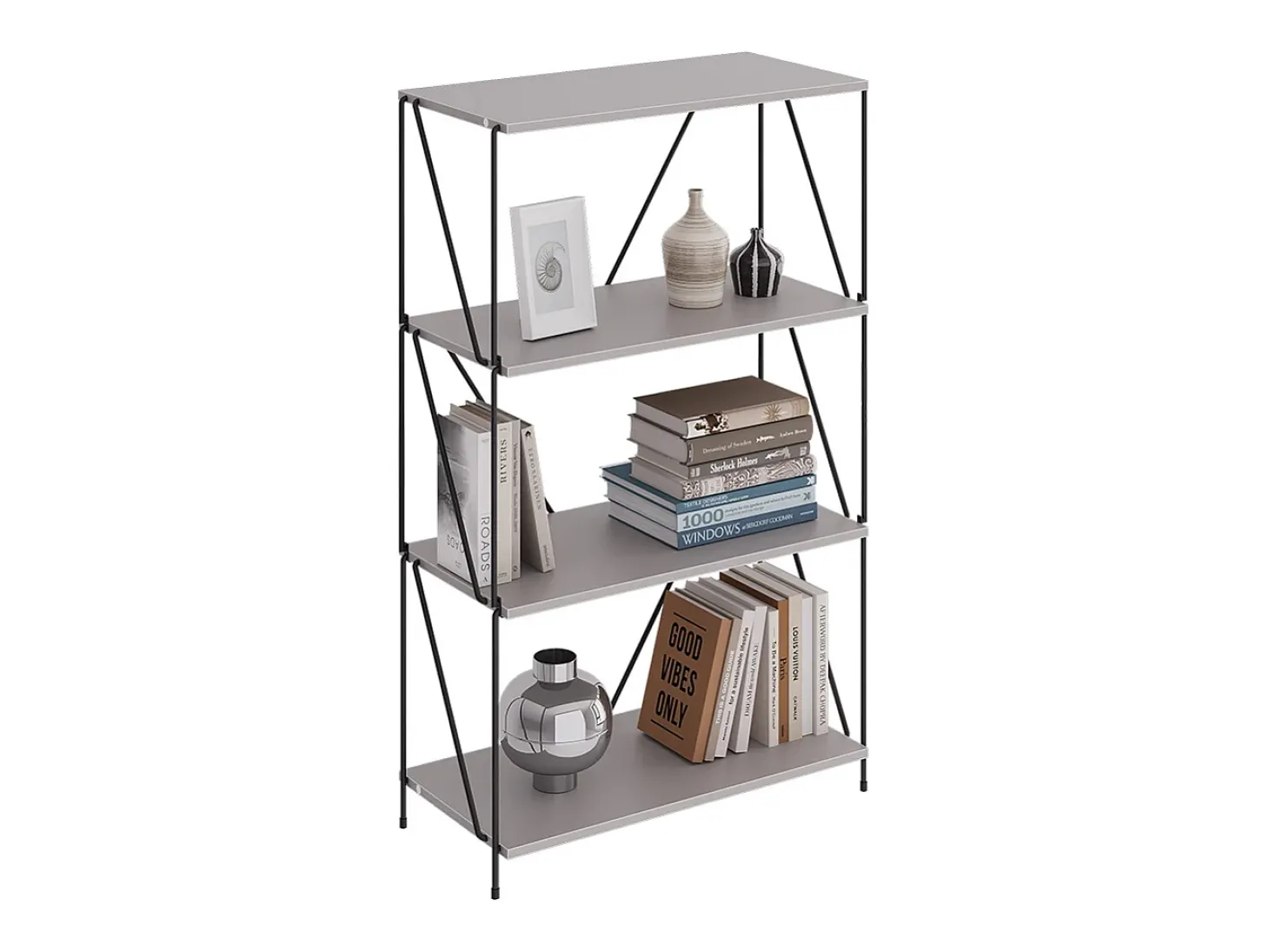 Bücherregal cinza-bege/preto 60x30x102.5 ravix