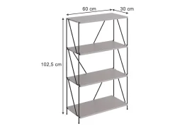 Bücherregal cinza-bege/preto 60x30x102.5 ravix