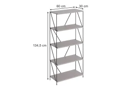 Bücherregal cinza-bege/preto 60x30x134.5 ravix