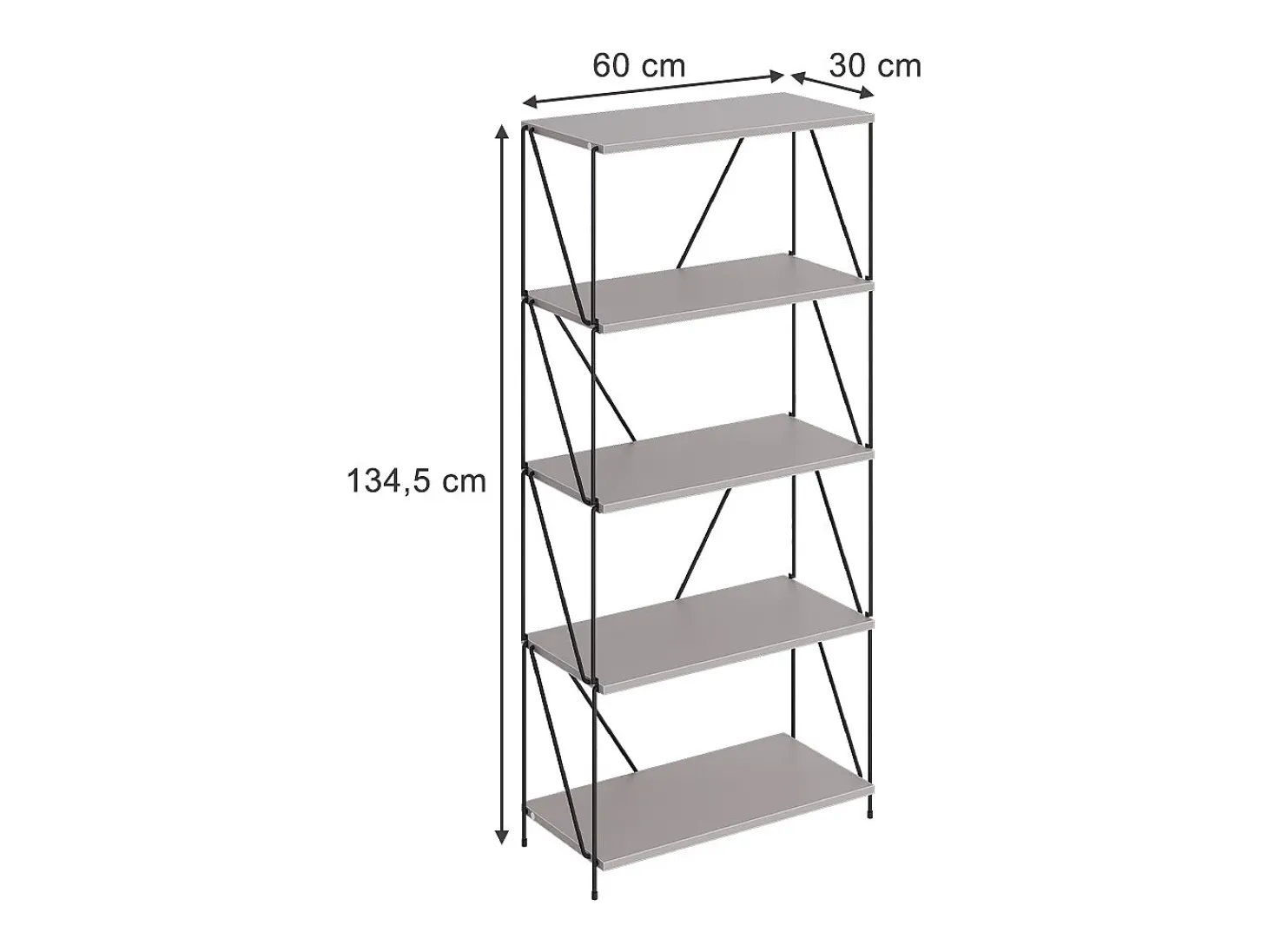 Bücherregal cinza-bege/preto 60x30x134.5 ravix