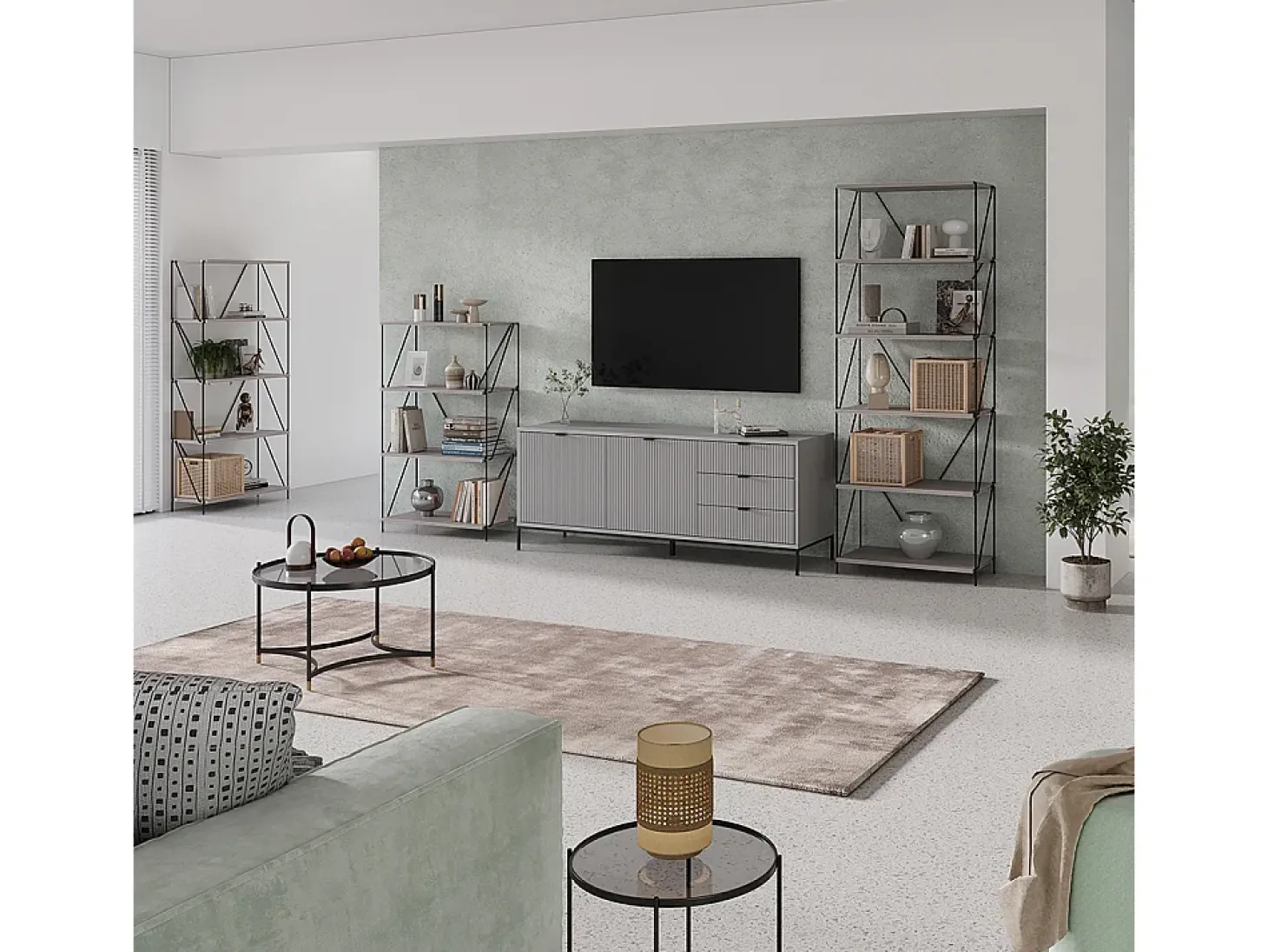 Bücherregal cinza-bege/preto 60x30x134.5 ravix