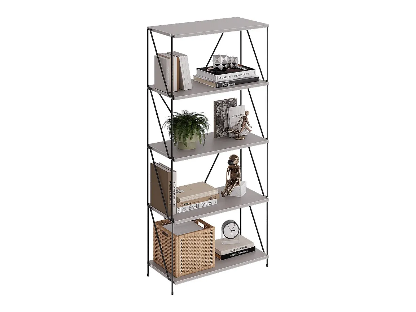 Bücherregal cinza-bege/preto 60x30x134.5 ravix