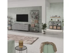 Bücherregal cinza-bege/preto 90x30x71 ravix