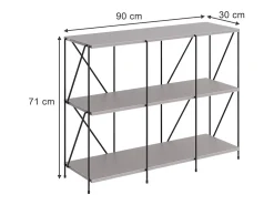 Bücherregal cinza-bege/preto 90x30x71 ravix