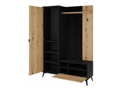 Bengaleiro AMBIHOME JESS - Preto/Carvalho, C134xP39xA197cm