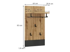 Bengaleiro de parede antracite 44x25.6x83 selena