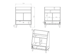 Biblioteca 1 gaveta Alycia bege - cinzento - efeito madeira 90cm