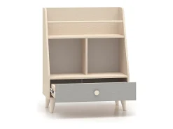 Biblioteca 1 gaveta Alycia bege - cinzento - efeito madeira 90cm
