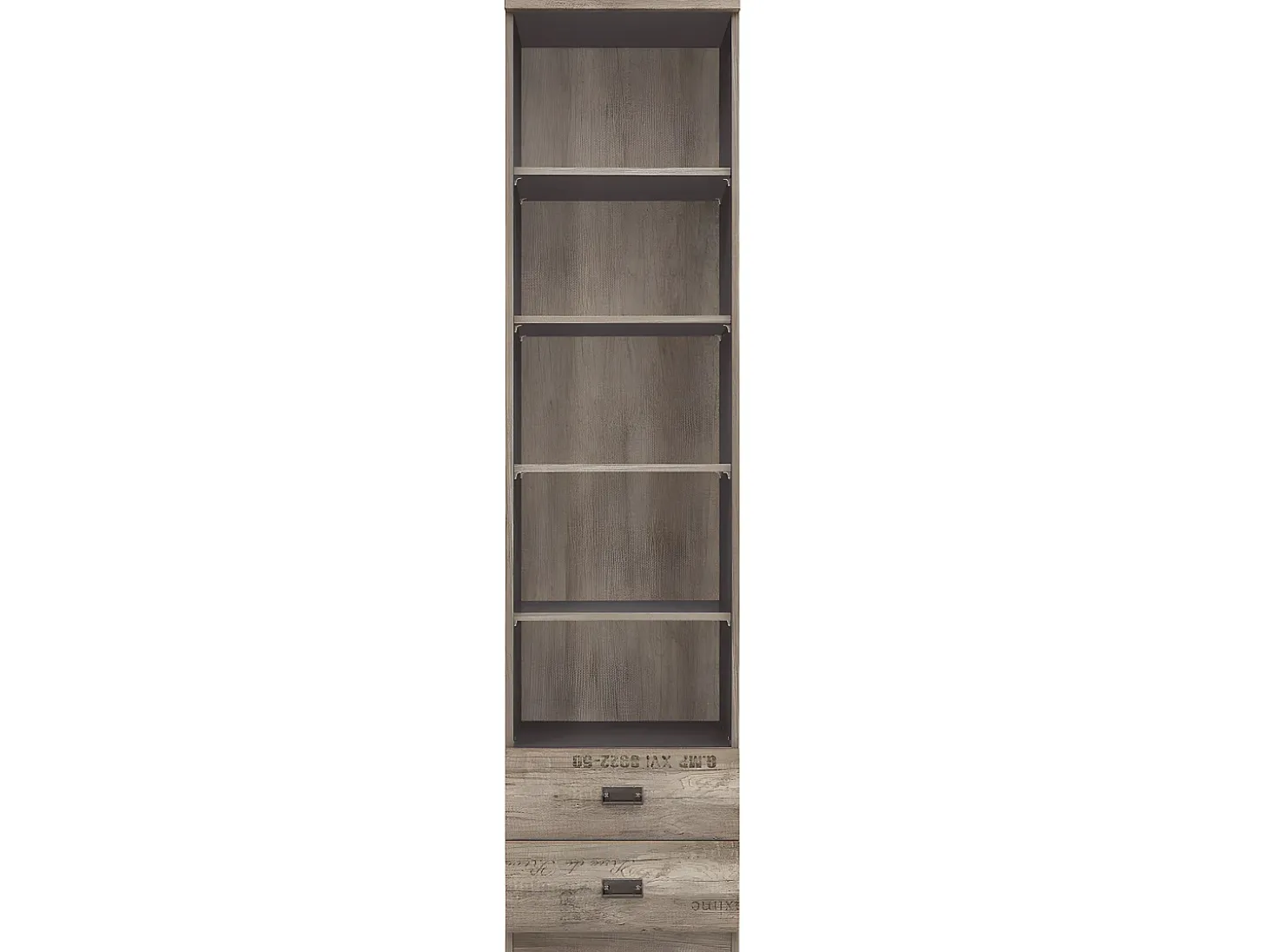 Biblioteca 2 gavetas Abel madeira e cinzento 205cm
