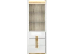 Biblioteca 3 gavetas Helios branco e madeira 202cm