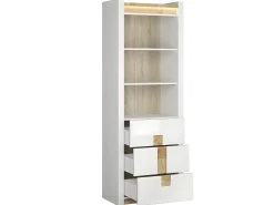 Biblioteca 3 gavetas Helios branco e madeira 202cm