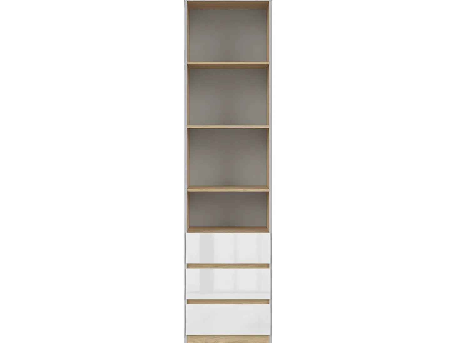 Biblioteca 3 gavetas Pop cinzento e branco 200cm