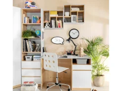 Biblioteca 3 gavetas Pop cinzento e branco 200cm