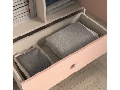 Biblioteca 1 porta 1 gaveta Alycia bege - rosa coral - efeito madeira 132cm