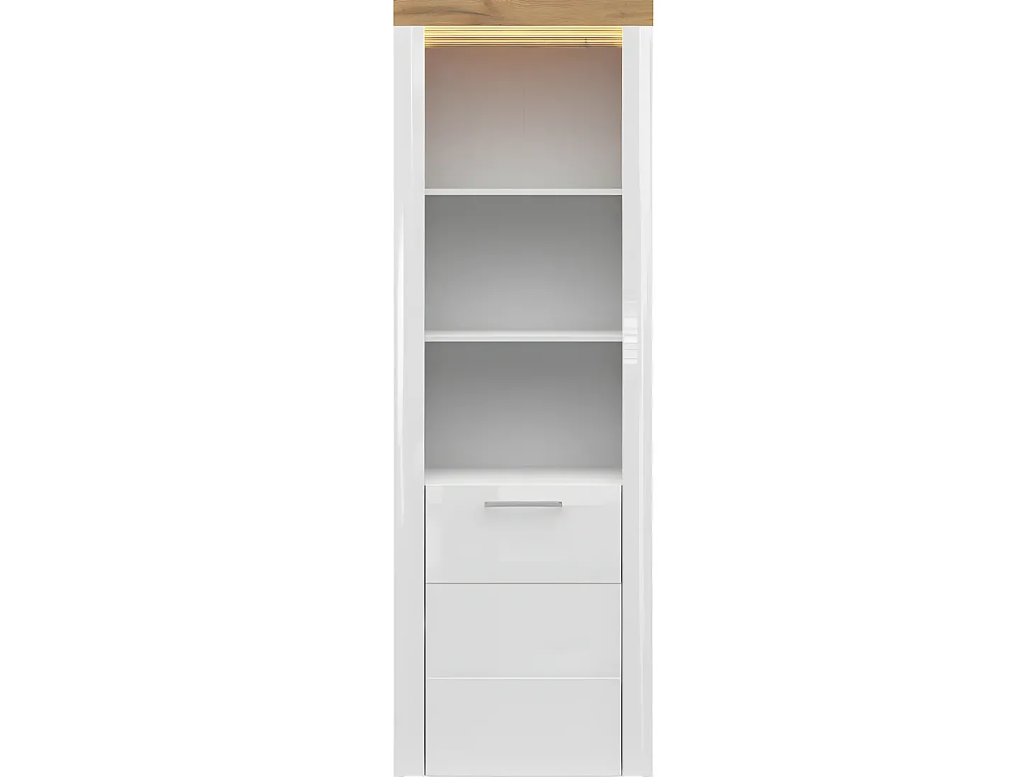 Biblioteca 1 porta Nara branco e madeira 205cm