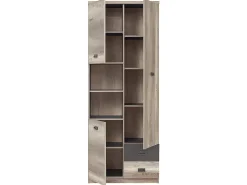 Biblioteca 3 portas 2 gavetas Abel madeira e cinzento 205cm