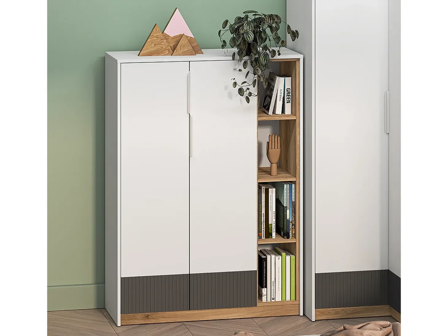 Biblioteca 2 portas 1 gaveta Ronan branco 140cm
