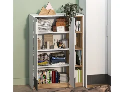 Biblioteca 2 portas 1 gaveta Ronan branco 140cm