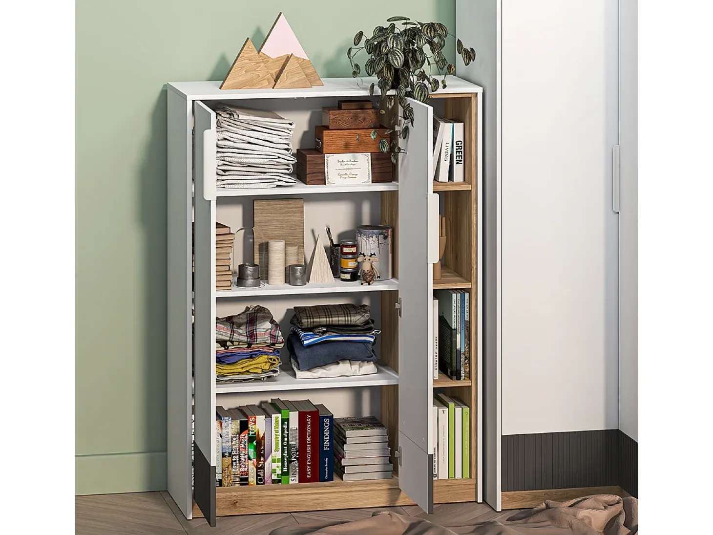 Biblioteca 2 portas 1 gaveta Ronan branco 140cm