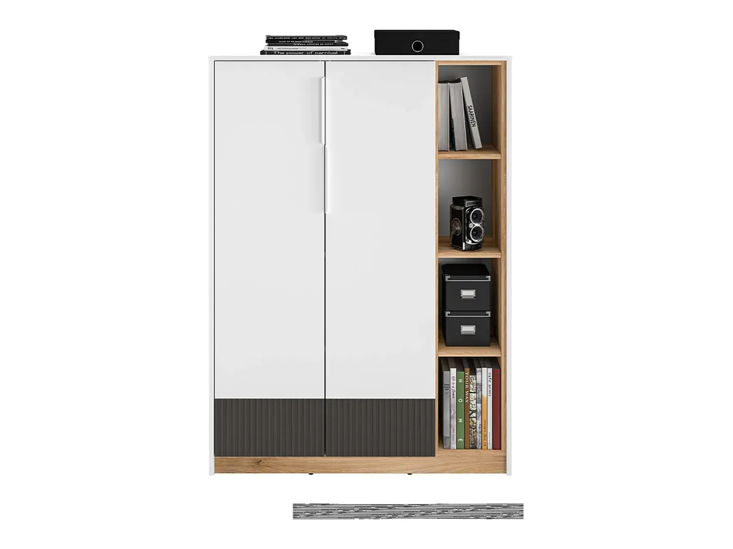 Biblioteca 2 portas 1 gaveta Ronan branco 140cm