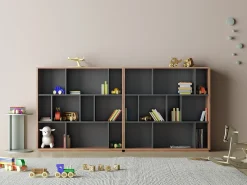 Biblioteca 3 prateleiras - A117cm x C119cm x P32cm nogueira e antracite - Nack