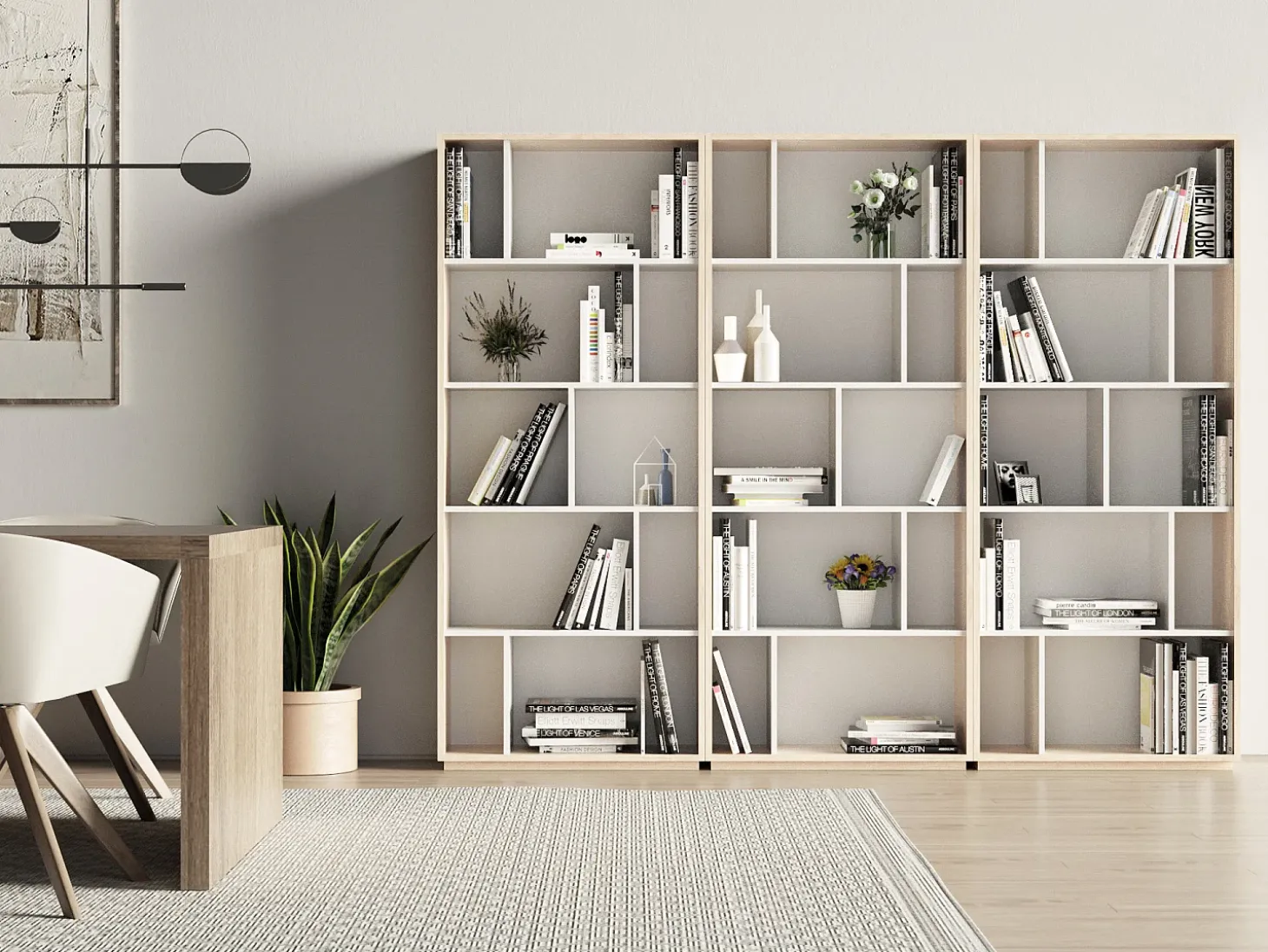 Biblioteca 5 prateleiras - A191cm x C80cm x P32cm carvalho e branco - Nack