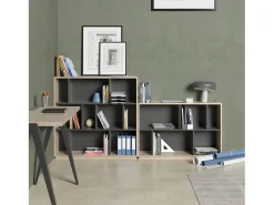 Biblioteca 2 prateleiras - A80cm x C119cm x P32cm carvalho e antracite - Nack