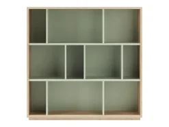 Biblioteca 3 prateleiras - A117cm x C119cm x P32cm carvalho e verde - Nack