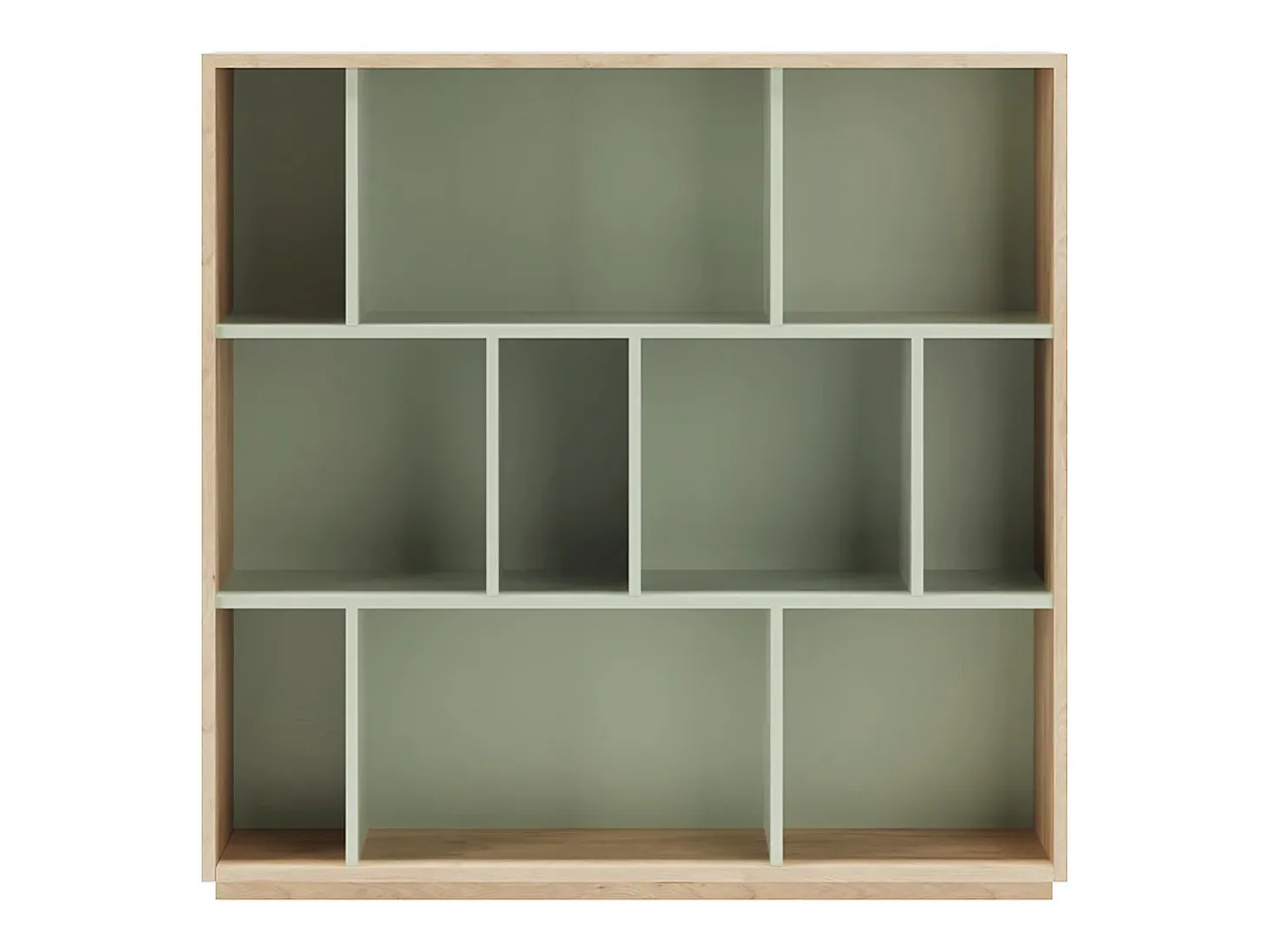 Biblioteca 3 prateleiras - A117cm x C119cm x P32cm carvalho e verde - Nack