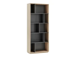 Biblioteca 5 prateleiras - A191cm x C80cm x P32cm carvalho e antracite - Nack