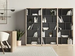 Biblioteca 5 prateleiras - A191cm x C80cm x P32cm carvalho e antracite - Nack