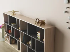 Biblioteca 3 prateleiras - A117cm x C119cm x P32cm carvalho e antracite - Nack