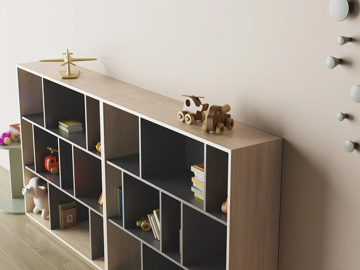 Biblioteca 3 prateleiras - A117cm x C119cm x P32cm carvalho e antracite - Nack