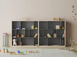 Biblioteca 3 prateleiras - A117cm x C119cm x P32cm carvalho e antracite - Nack