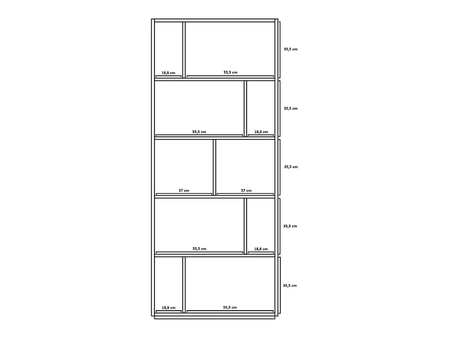 Biblioteca 5 prateleiras - A191cm x C80cm x P32cm carvalho - Nack