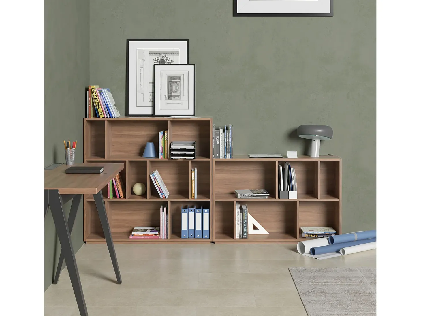 Biblioteca 2 prateleiras - A80cm x C119cm x P32cm nogueira - Nack