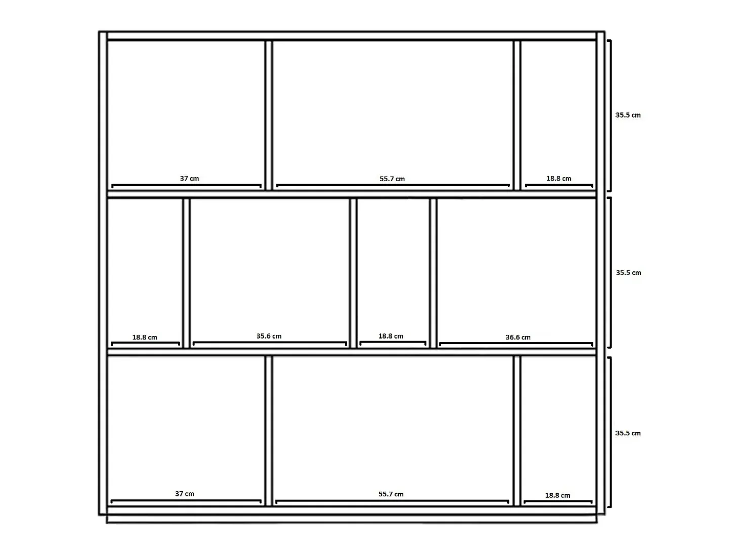 Biblioteca 3 prateleiras - A117cm x C119cm x P32cm carvalho e branco - Nack
