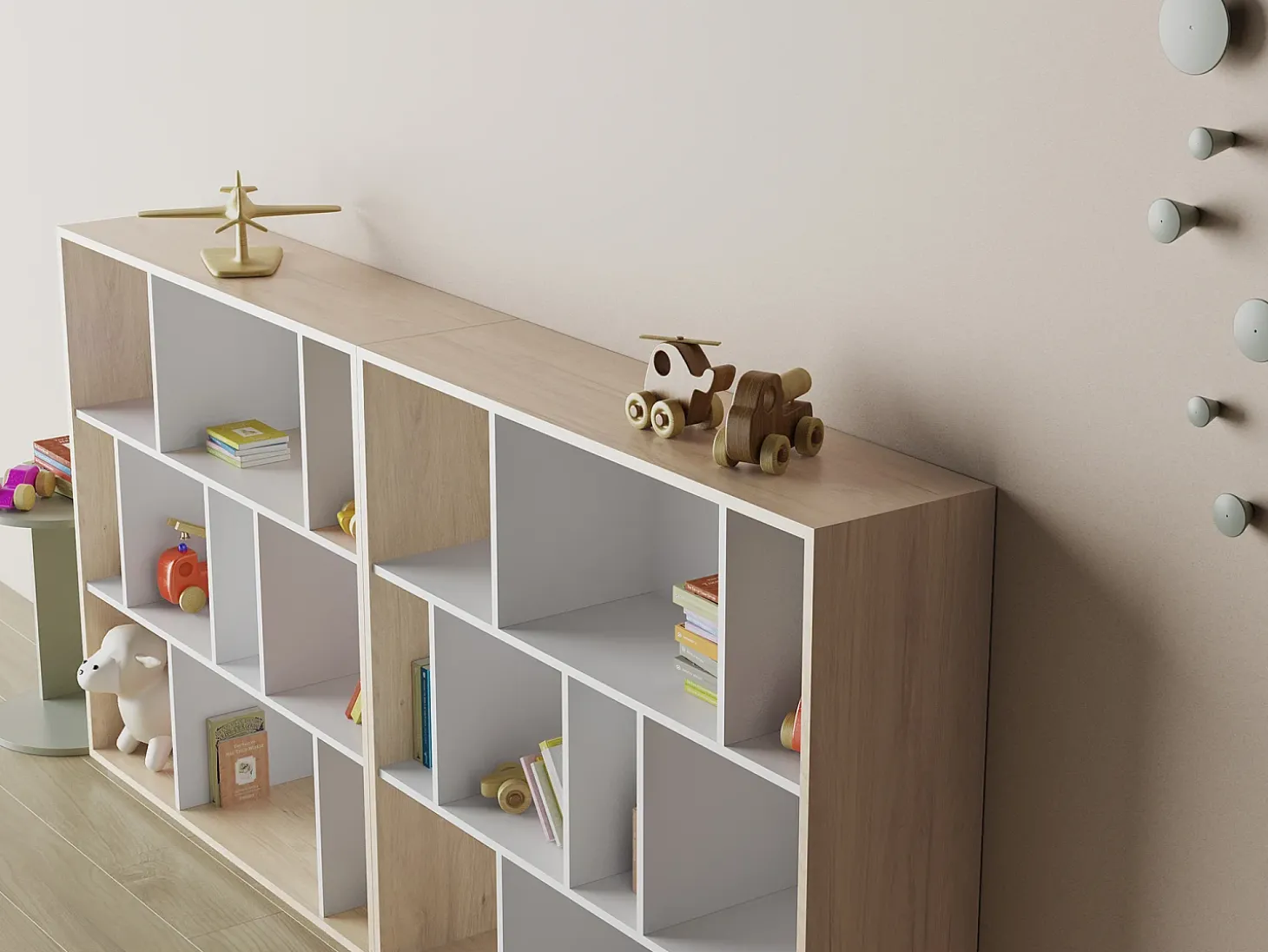 Biblioteca 3 prateleiras - A117cm x C119cm x P32cm carvalho e branco - Nack