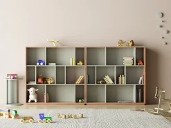 Biblioteca 3 prateleiras - A117cm x C119cm x P32cm nogueira e verde - Nack
