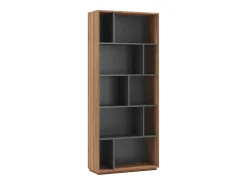 Biblioteca 5 prateleiras - A191cm x C80cm x P32cm nogueira e antracite - Nack